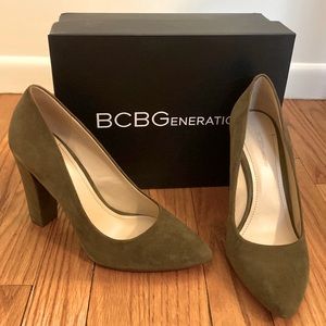 BCBGeneration “Clarice-X” Army green Suede pumps